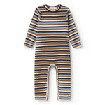 MarMar Copenhagen Blue & Olive Multi Stripe Baby Long Sleeve Romper