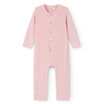 MarMar Copenhagen Powder Pink Baby Button Long Sleeve Romper