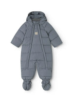 MarMar Copenhagen Baby Hooded Dual Zip Pramsuit with Footies - Slate Blue