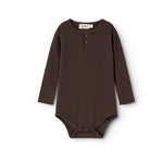 MarMar Copenhagen Baby Solid Ribbed Henley Long Sleeve Bodysuit