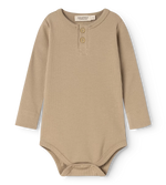 MarMar Copenhagen Baby Solid Ribbed Henley Long Sleeve Bodysuit