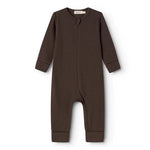 MarMar Copenhagen Baby Solid Ribbed Zip Front Long Sleeve Romper