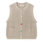 MarMar Copenhagen Kids Chunky Knit Vest Cardigan with Multi-Color Buttons