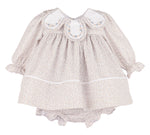 Oat-Beige Ditsy Floral Baby Dress Set