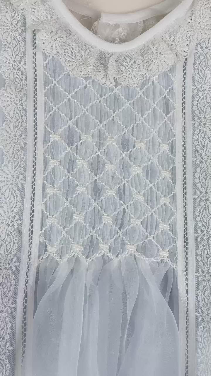 Luxe crystal  2-piece  Handsmocked Blue Baby Dress