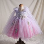 Lilac Mermaid Princess Dress with Pearls for Girls