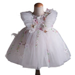 3D Floral White Fairy Dress with Butterfly Wings
