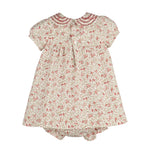 Vintage floral toddler dress with button back and classic boutique design