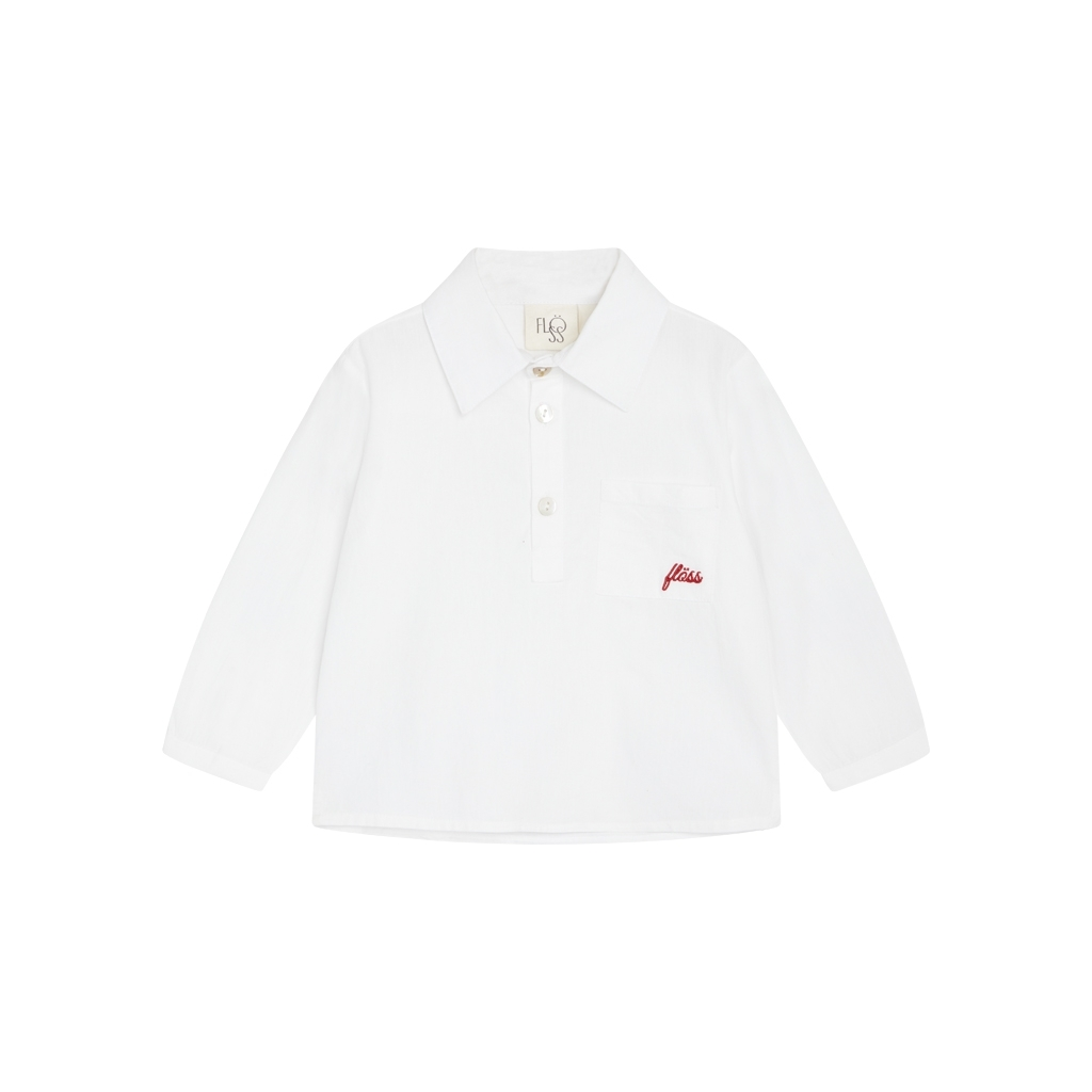 Floess white/ruby red  Embroidered Logo shirt