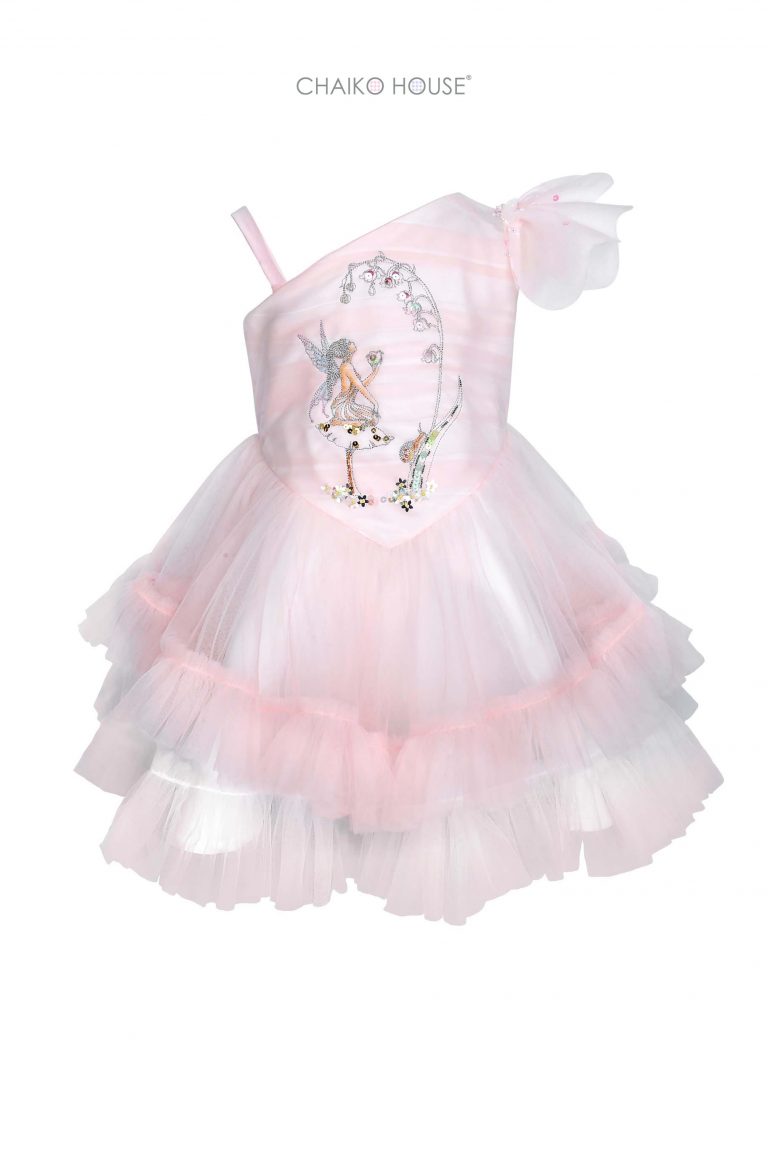 ChaikoHouse Magnolia Pink Dress with Embroidered Flowers | Pre-order