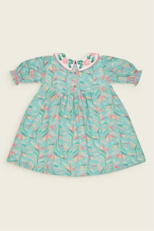 Girls Floral Print Cotton Dress