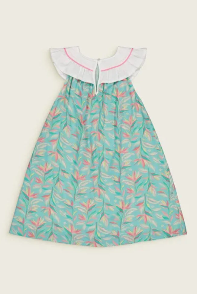 Bachaa Sleeveless Baby Dress with Embroidered Ruffle Collar