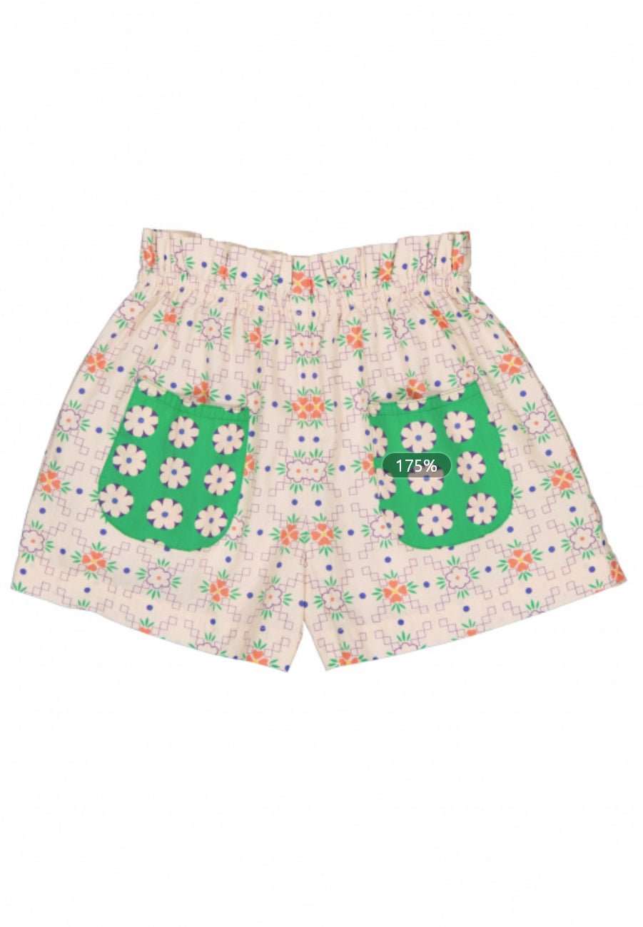 Hello Simone Girls' Floral Print Shorts with Daisies and Pockets