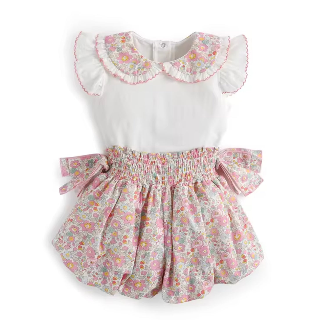 Top with Floral Panty Shorts Suit Baby Girls Clothes Set