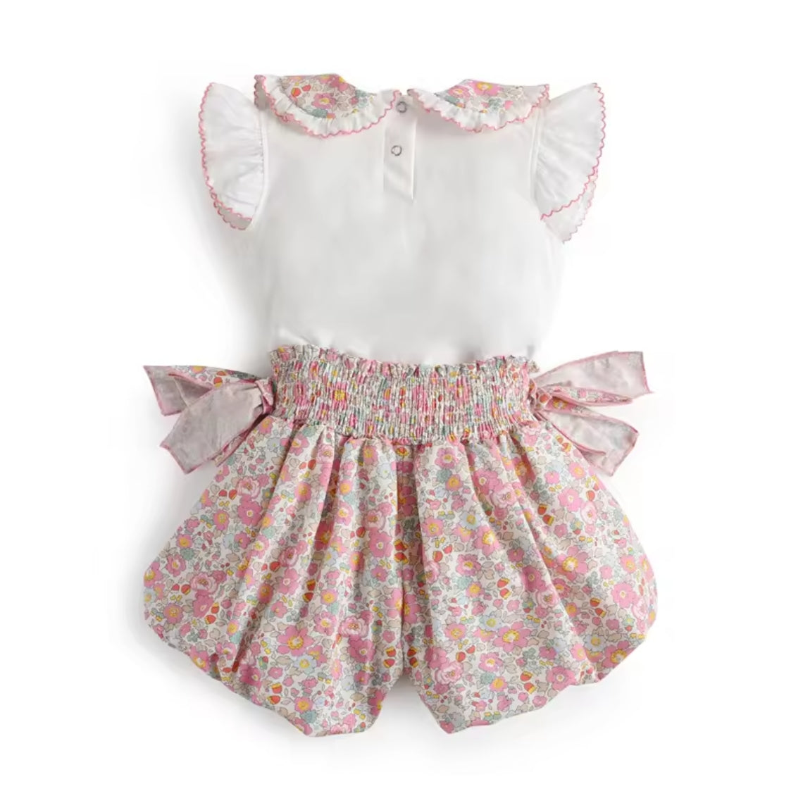 Top with Floral Panty Shorts Suit Baby Girls Clothes Set