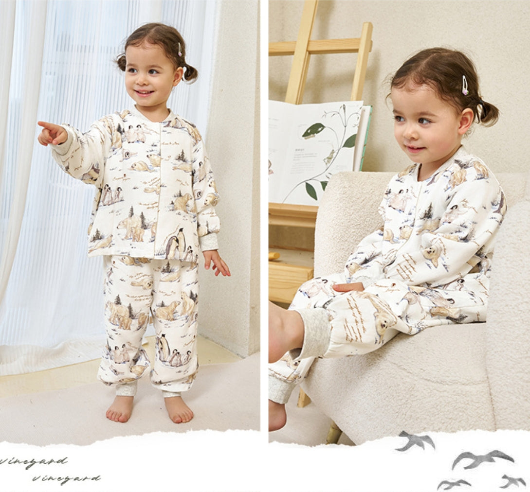 Children's Bamboo Cotton Gauze Arctic Animal Loungewear