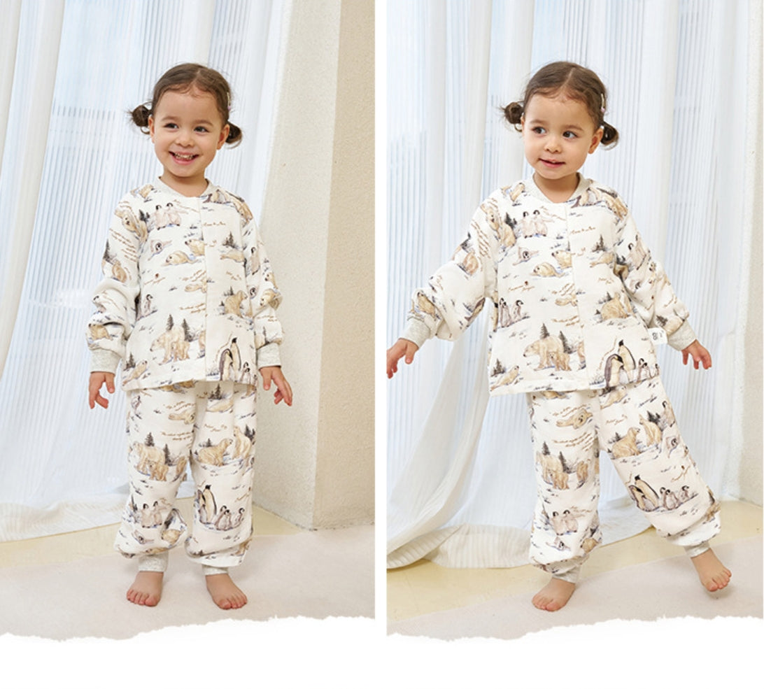 Children's Bamboo Cotton Gauze Arctic Animal Loungewear