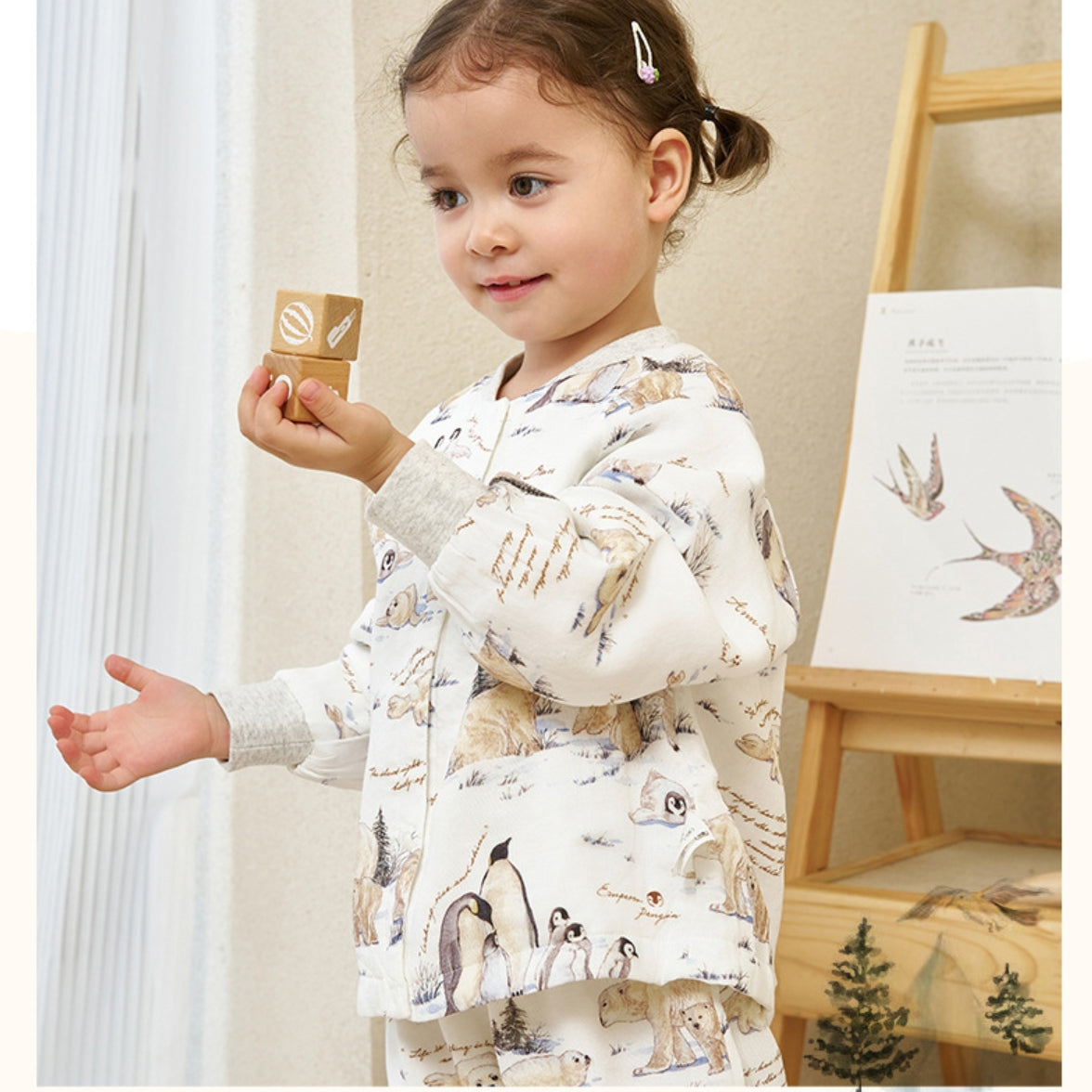 Children's Bamboo Cotton Gauze Arctic Animal Loungewear