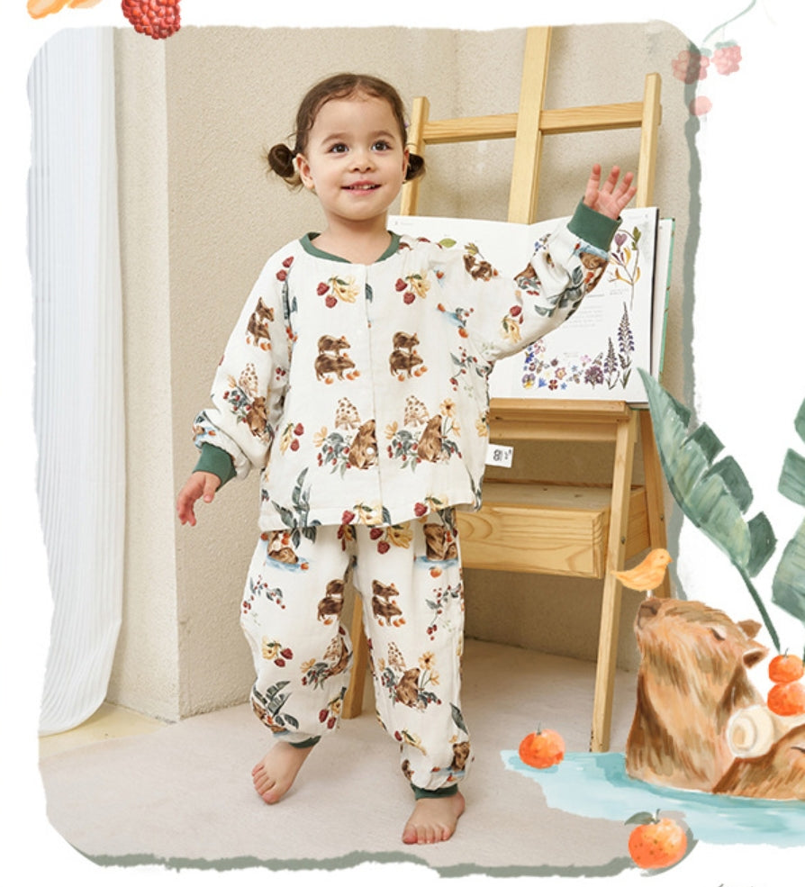 Children's Bamboo Cotton Gauze Six Layers Kapybara Loungewear