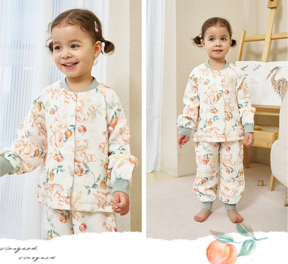 Children's Bamboo Cotton Gauze Six Layers Little Panda Loungewear