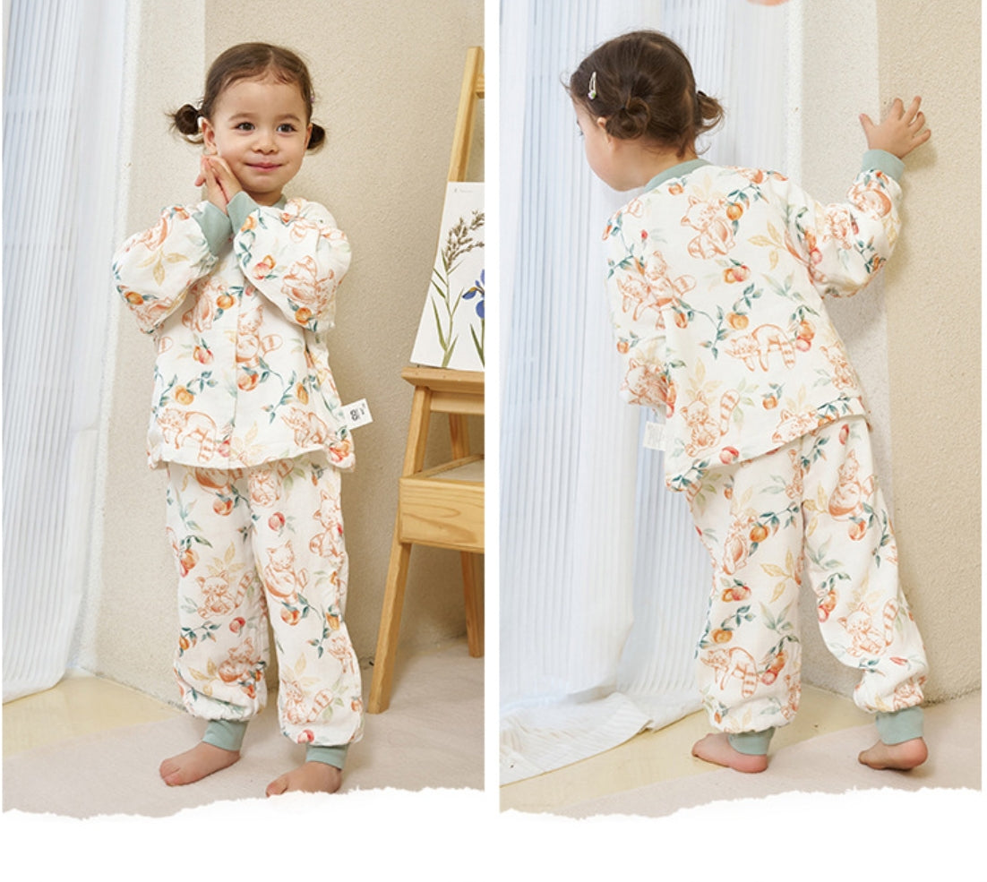 Children's Bamboo Cotton Gauze Six Layers Little Panda Loungewear