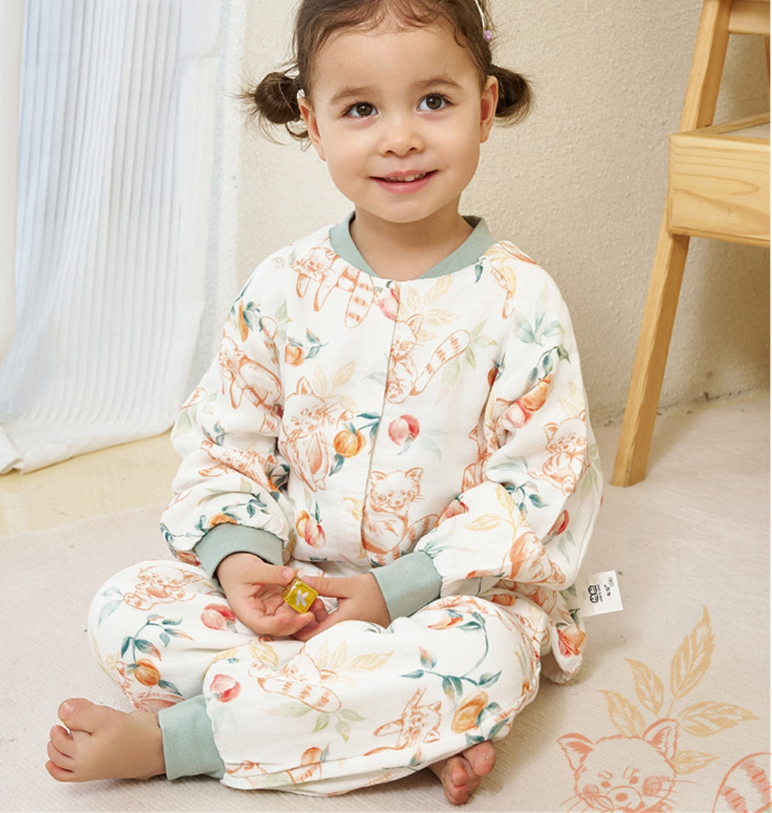 Children's Bamboo Cotton Gauze Six Layers Little Panda Loungewear