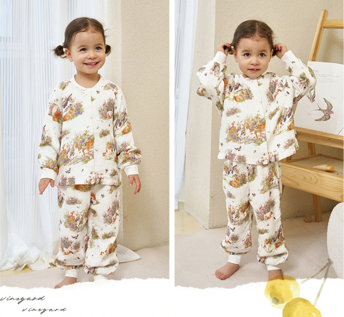 Soft Bamboo Cotton Gauze Garden Cat Loungewear