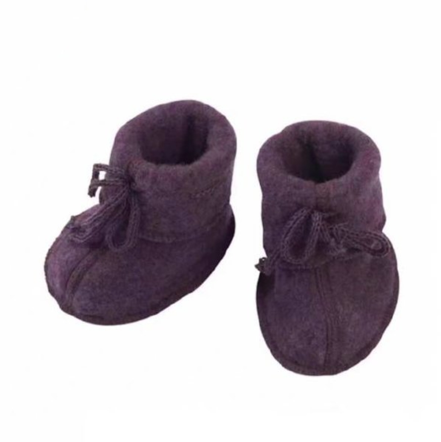 ENGEL - wool fleece baby booties - purple