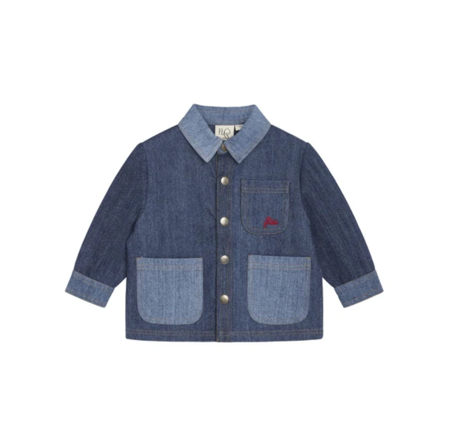 Floess Boys' Denim Jacket with Contrast Pockets