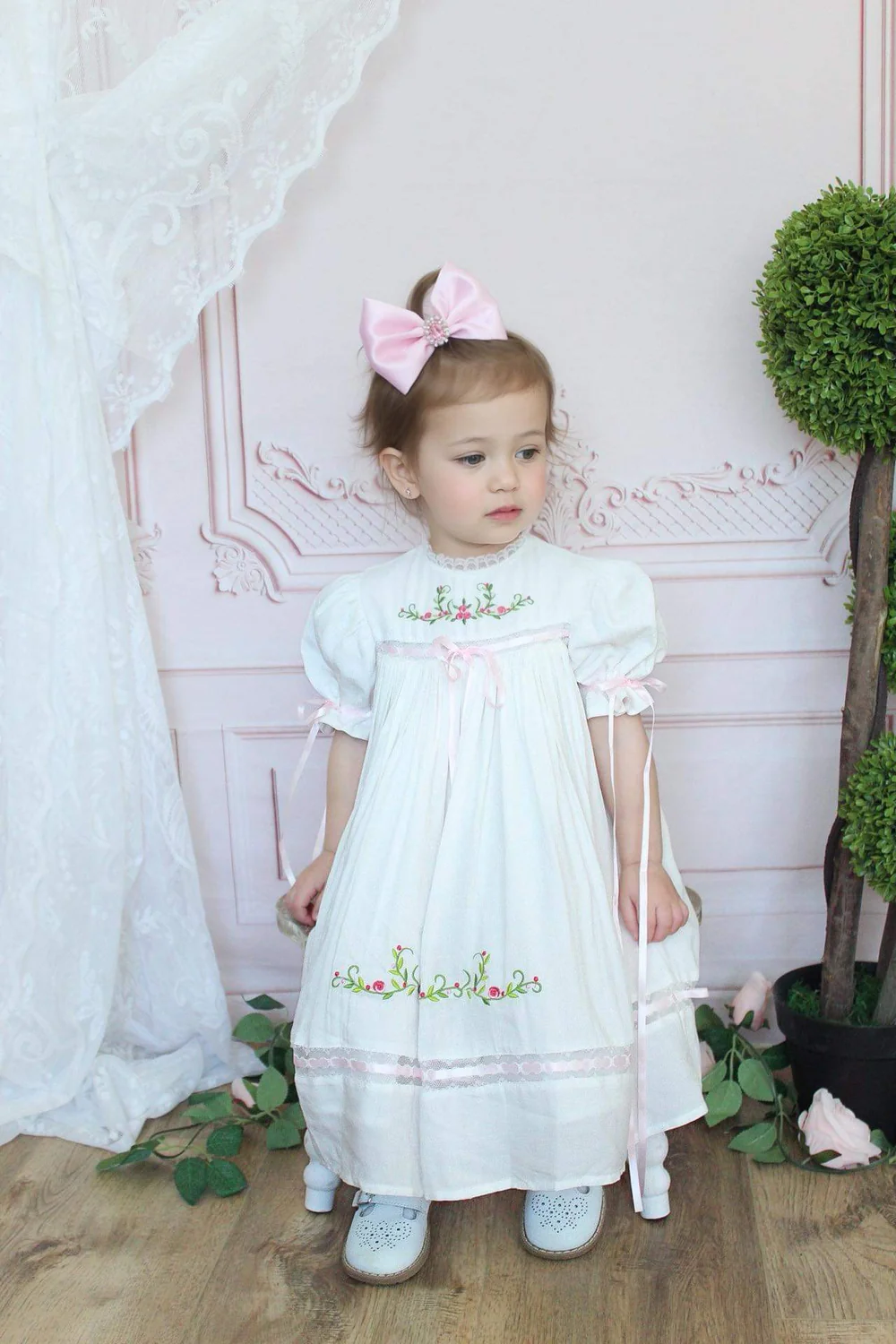 JannyBB Pink Embroidered Heirloom Dress