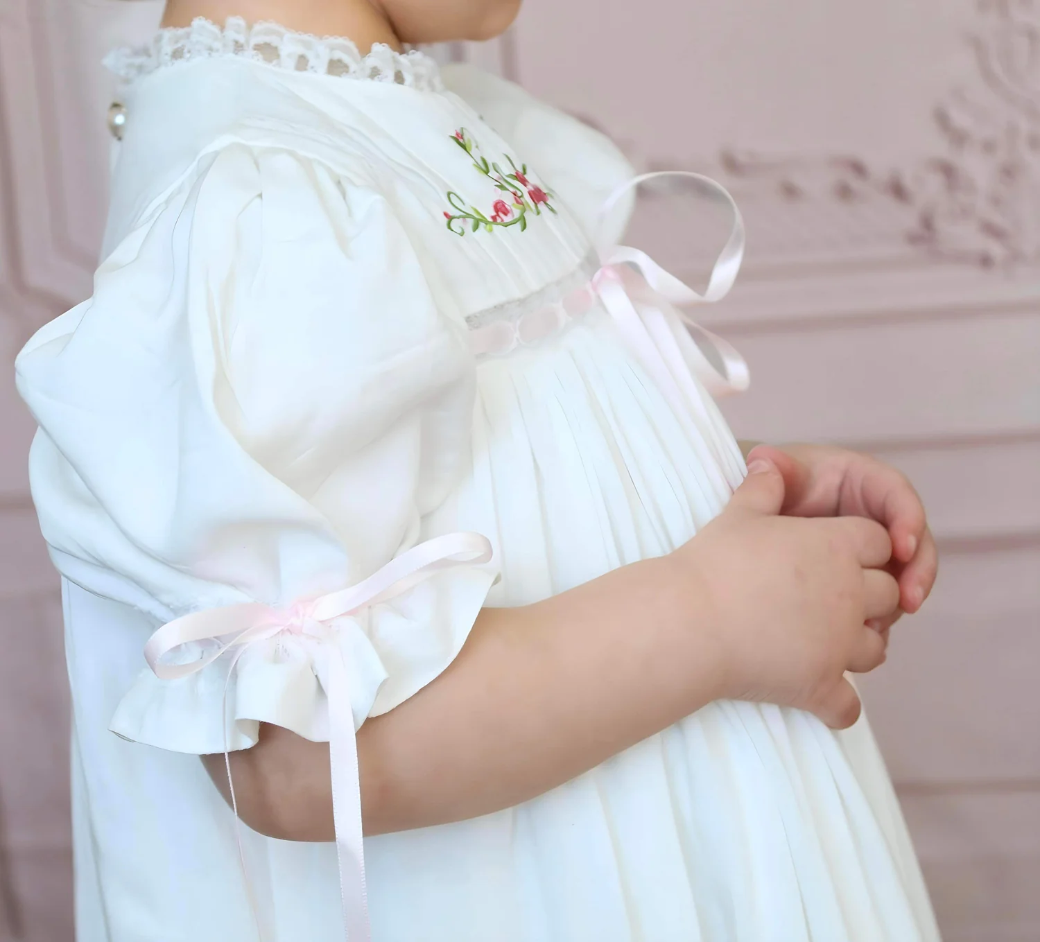 JannyBB Pink Embroidered Heirloom Dress