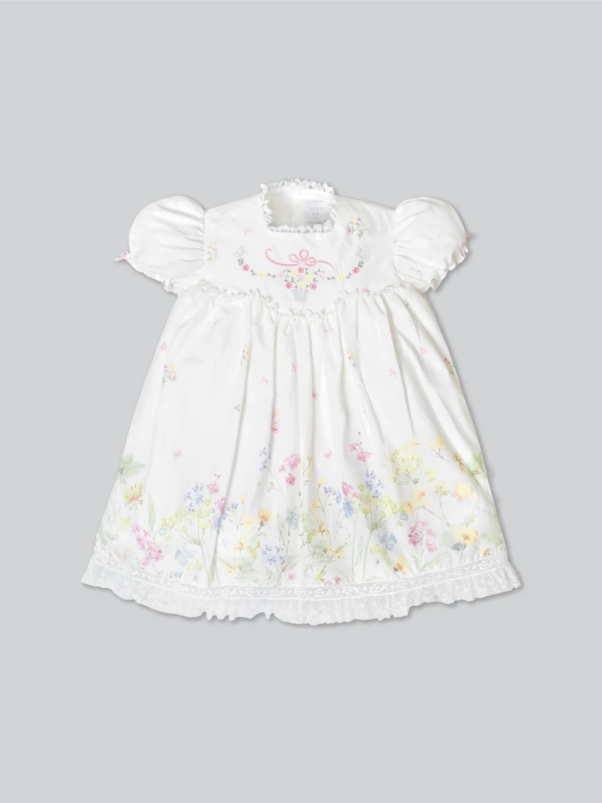 Floral Smocked  Lace Pink Satin Noori Dress