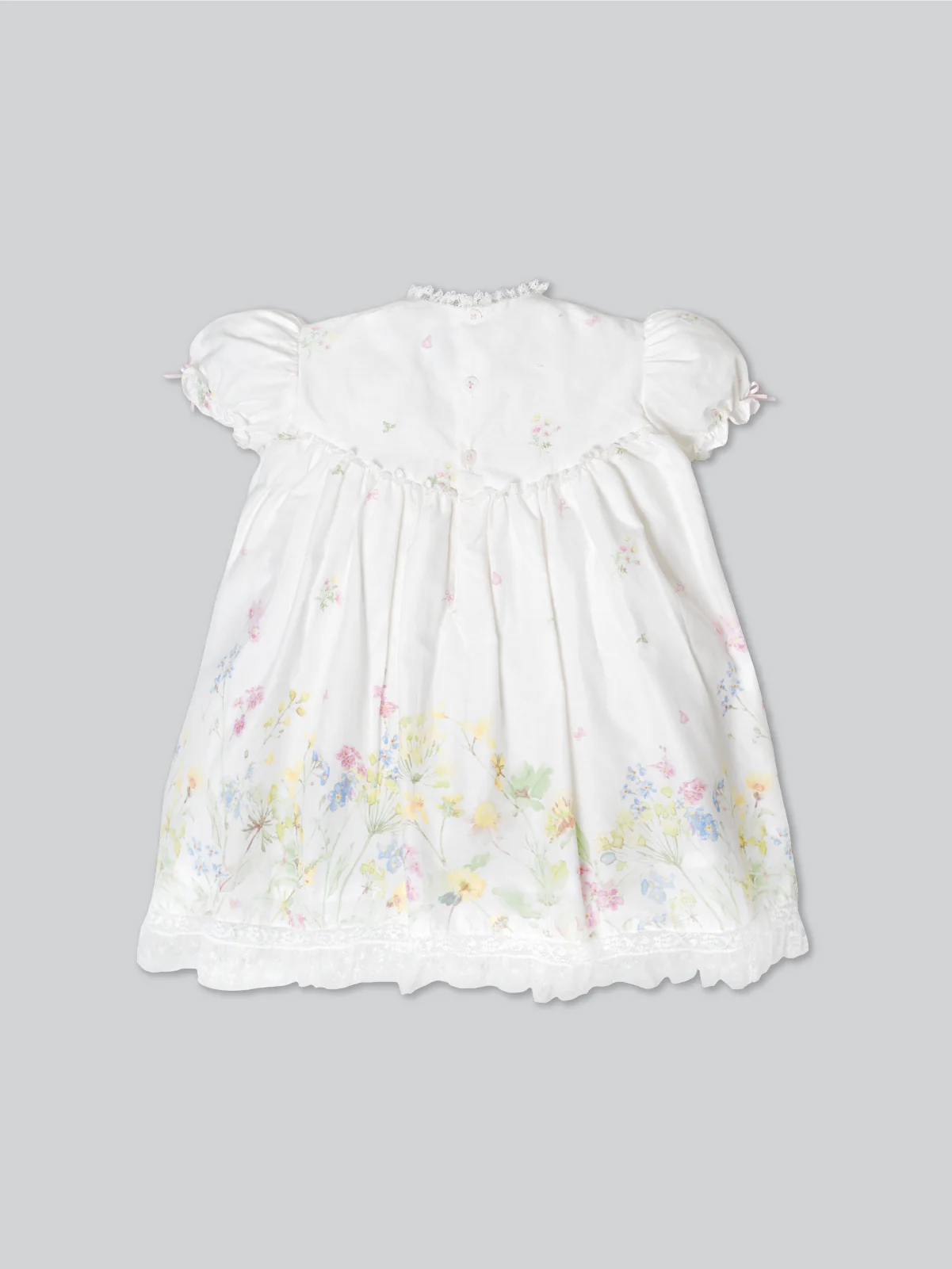Floral Smocked  Lace Pink Satin Noori Dress