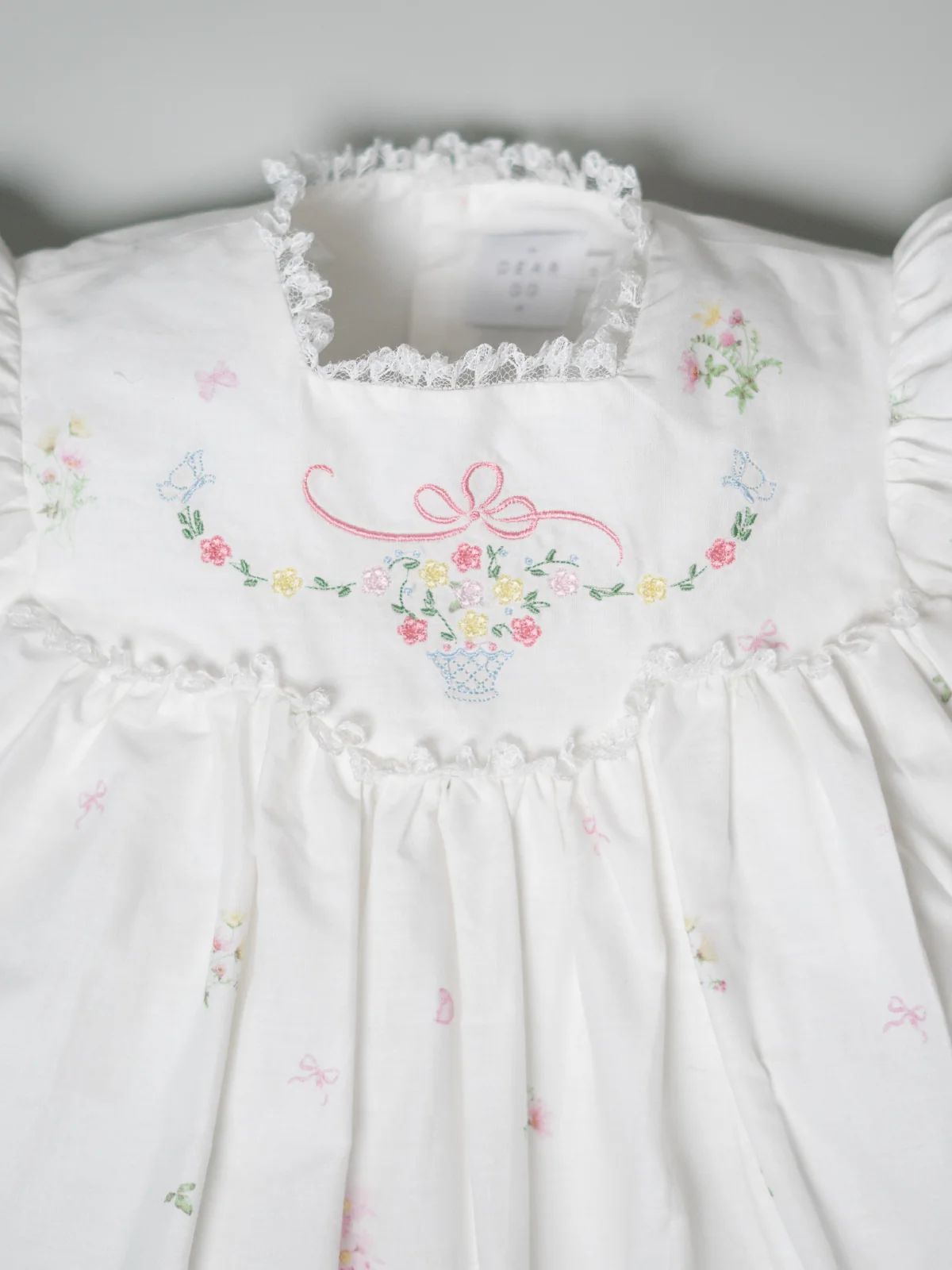 Floral Smocked  Lace Pink Satin Noori Dress