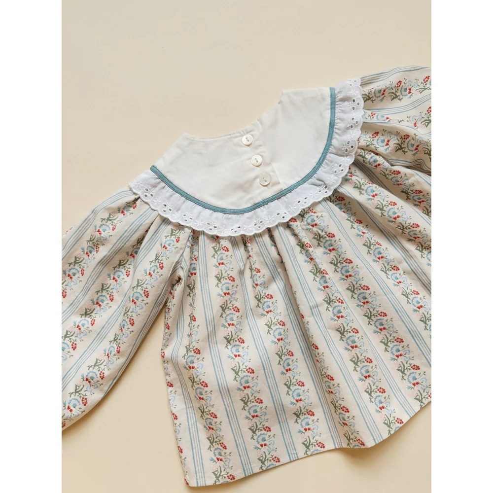 Floess Abigail Blouse - Soft white/Bright blue