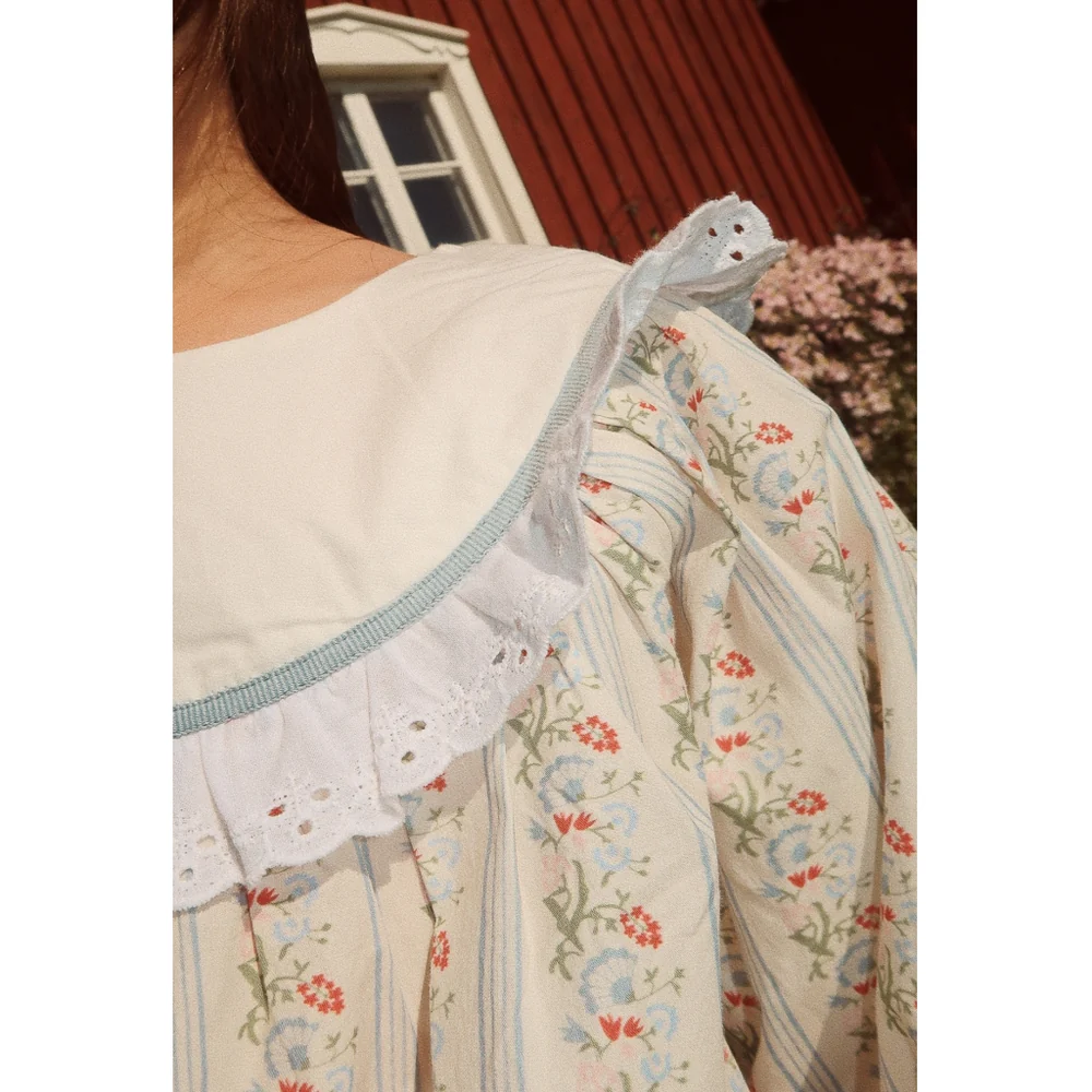 Floess Abigail Blouse - Soft white/Bright blue