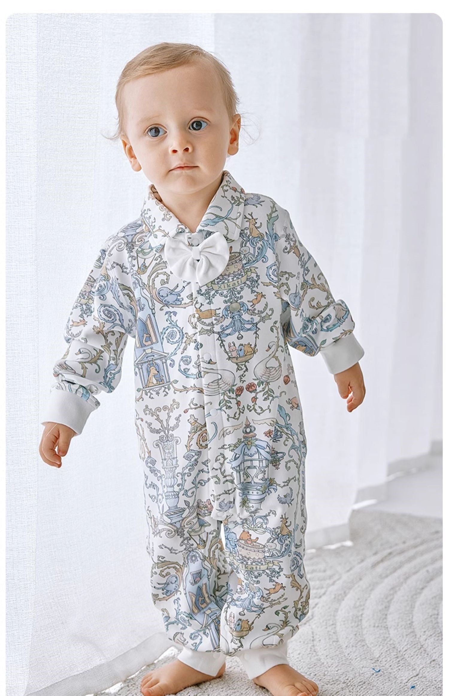 Baby Dreamland Garden Blue Long Sleeve Crawl Suit