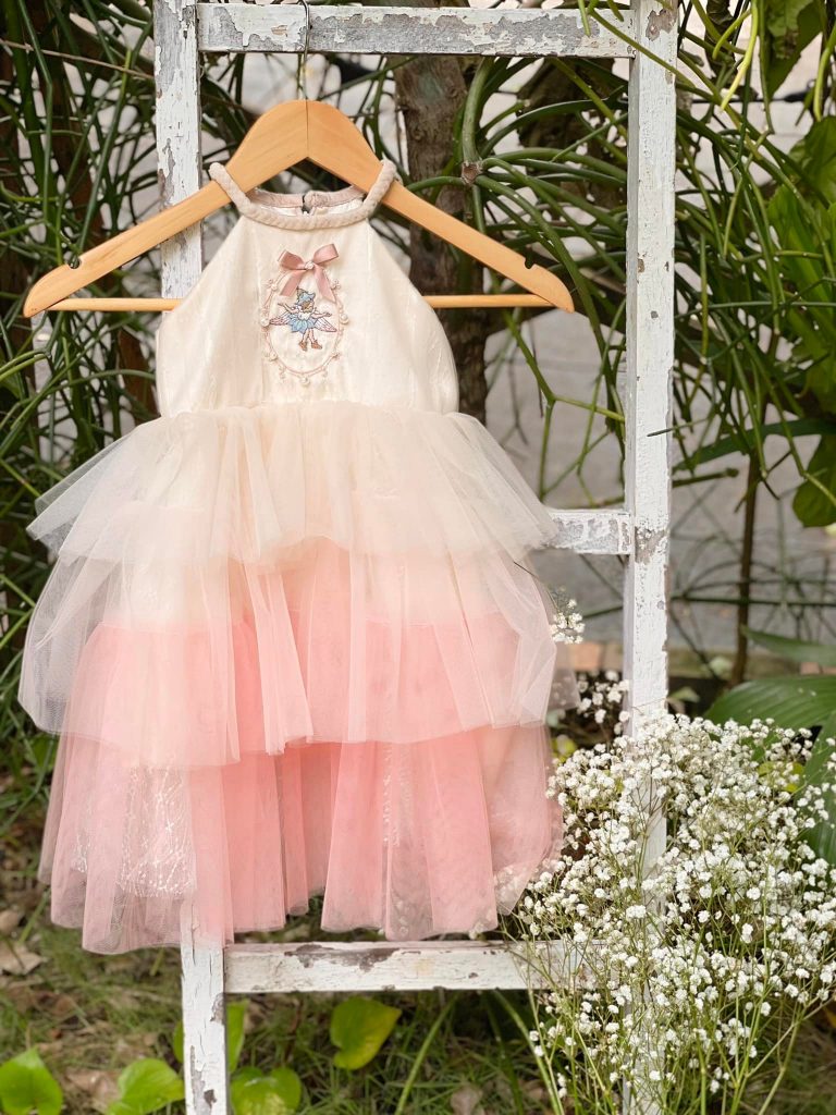 ChaikoHouse Clara Halter Dress with Embroidery & Flared Skirt| Pre-order
