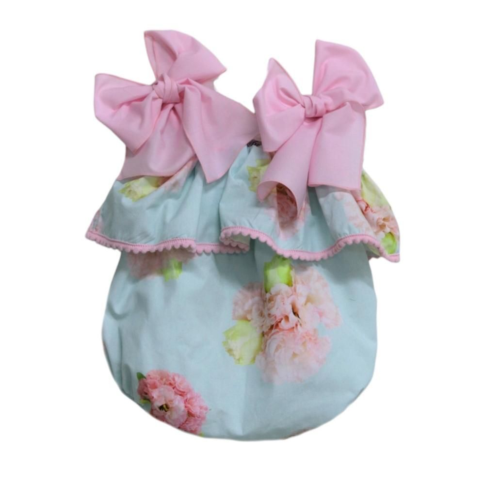 Baby Girl Floral Romper with Pink Bow Straps