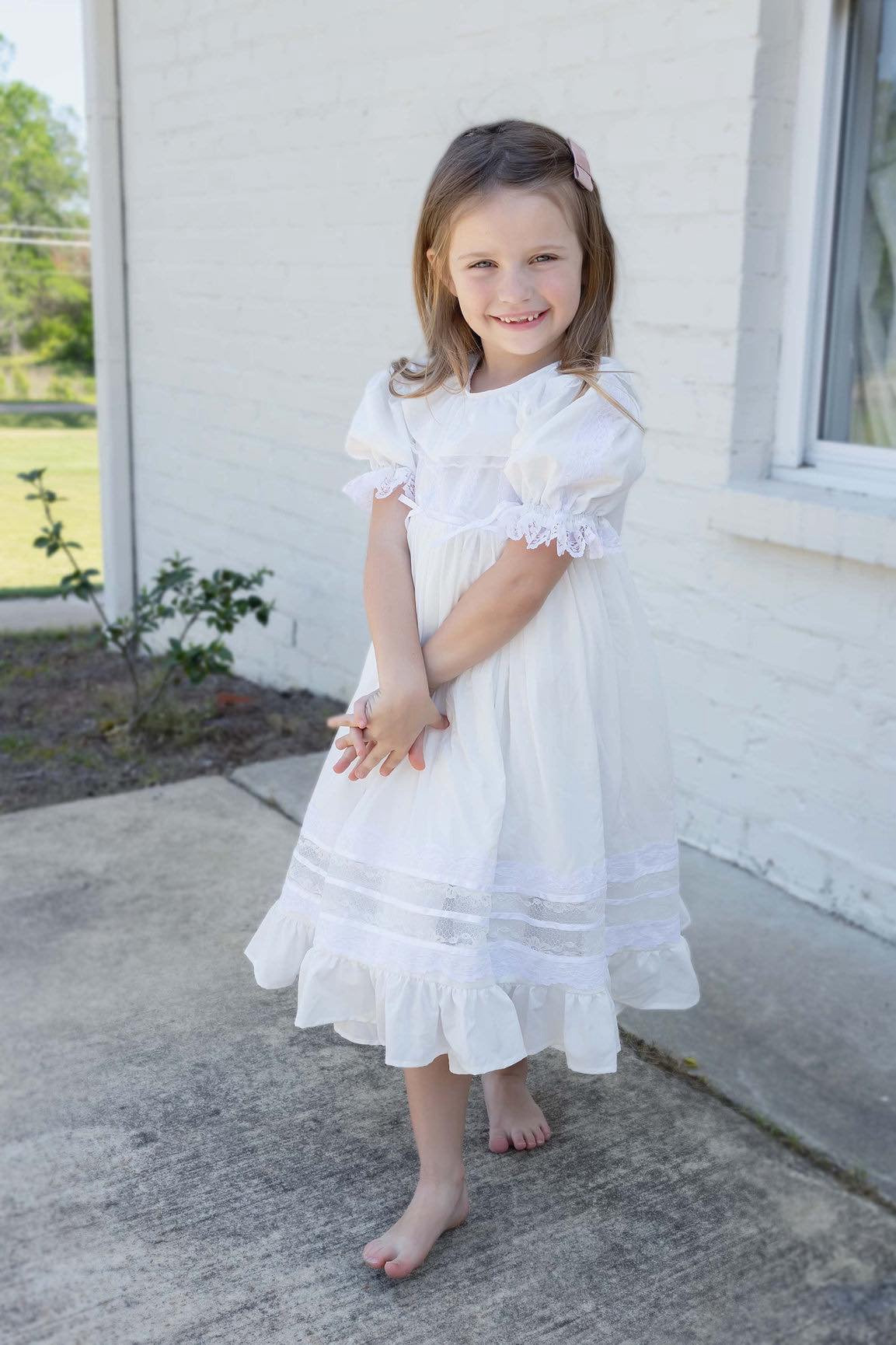 JannyBB White Elegant Heirloom Vintage Dress