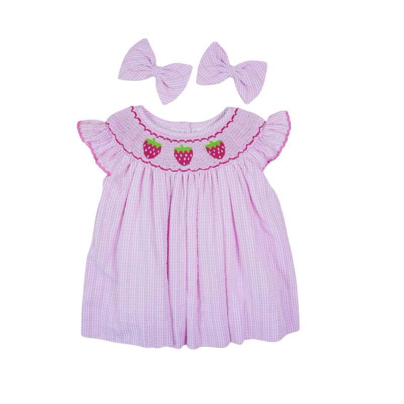 Handmade Pink Watermelon Smocked Dress