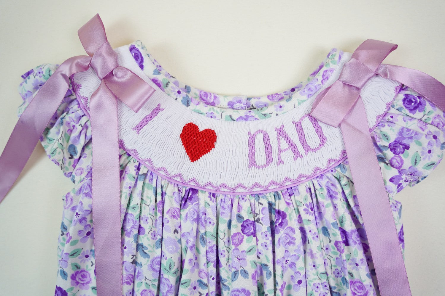 Hand-Embroidered Purple Floral Smocked Baby Romper