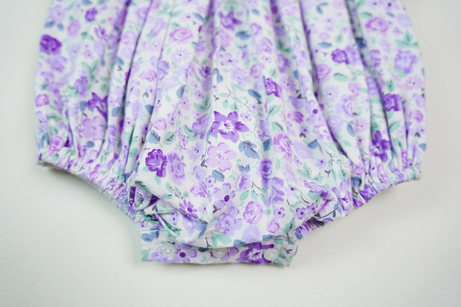 Hand-Embroidered Purple Floral Smocked Baby Romper