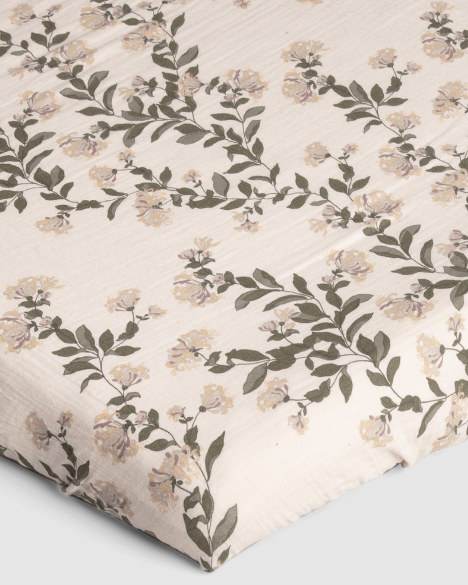 Garbo&Friends 100% Cotton Percale Fitted Sheet-Honeysuckle