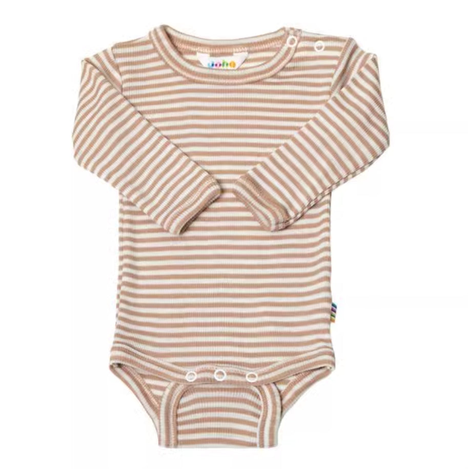 Joha Wool/Silk Light Brown Stripe Bodysuit