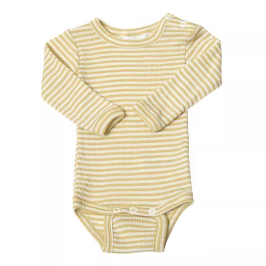 Joha Wool/Silk Yellow Stripe Bodysuit