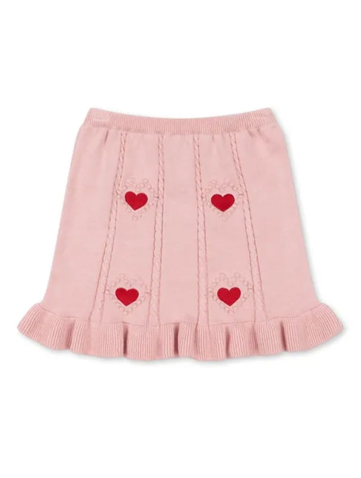 Konges Slojd Soleil Knit Skirt with Heart Embroidery