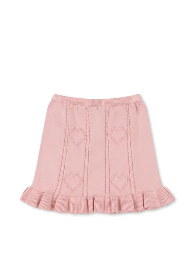 Konges Slojd Soleil Knit Skirt with Heart Embroidery