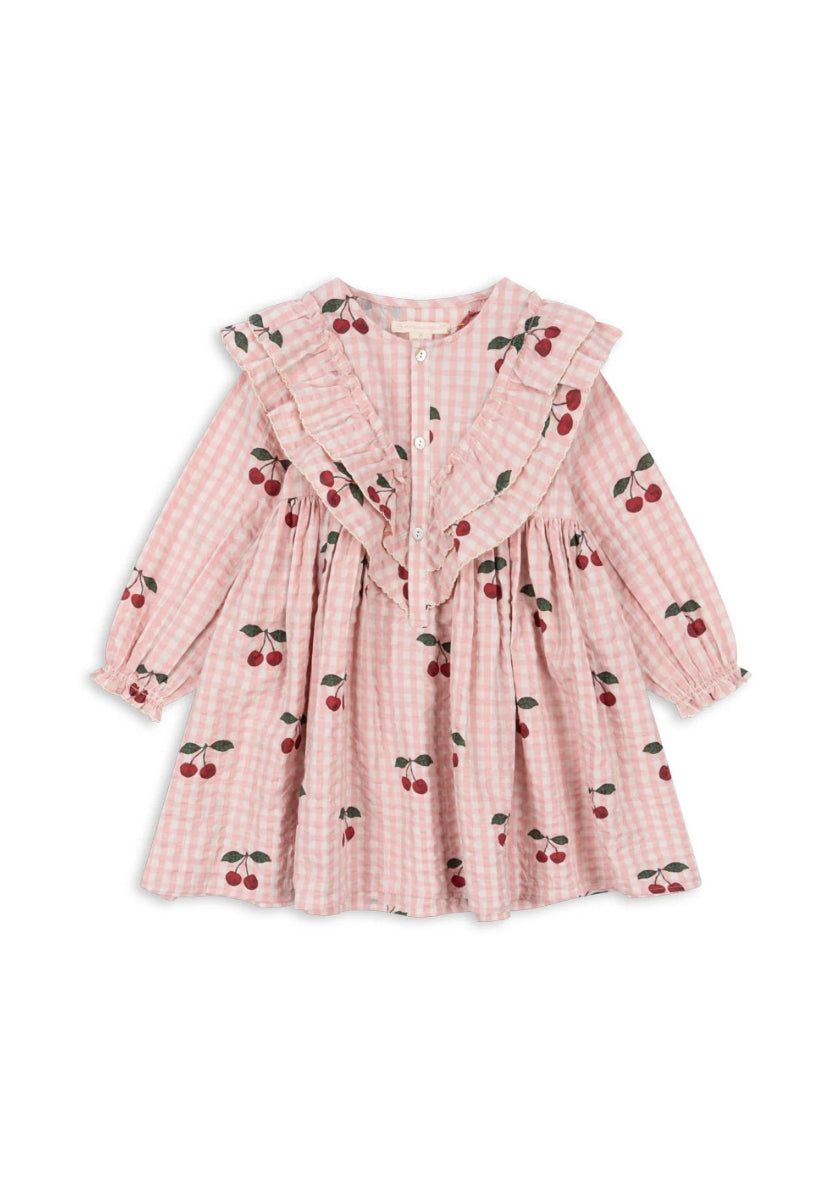 Konges Slojd Pink Plaid Cherry Dress