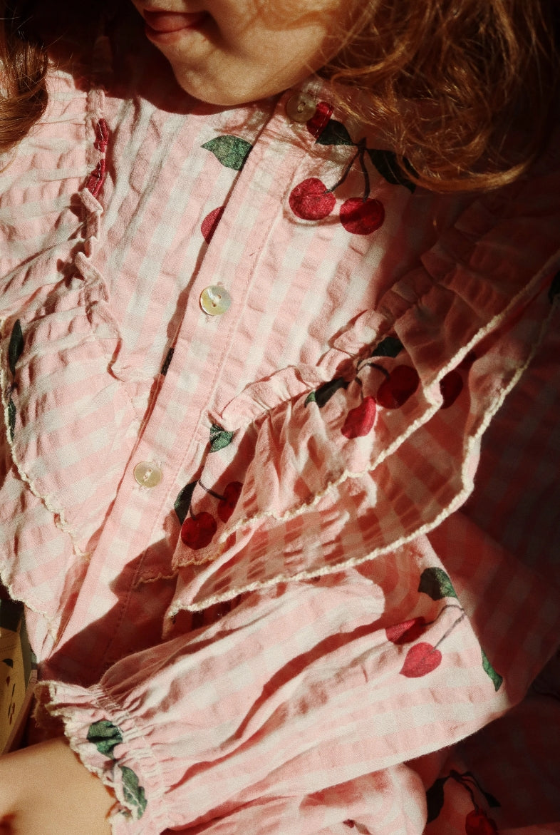 Konges Slojd Pink Plaid Cherry Dress